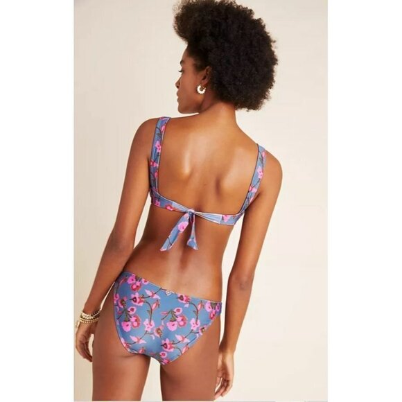 Anthropologie ViX Fiore Floral Bikini Bottoms Swim Blue Pink Size Small S NEW - Picture 3 of 6